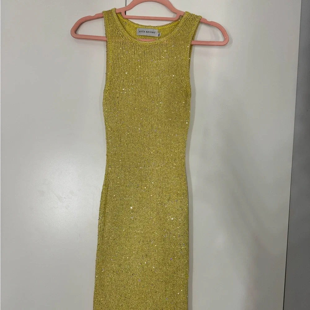 ASTA resort Natalia Dress - Chartreuse Sequin - Picture 4 of 8